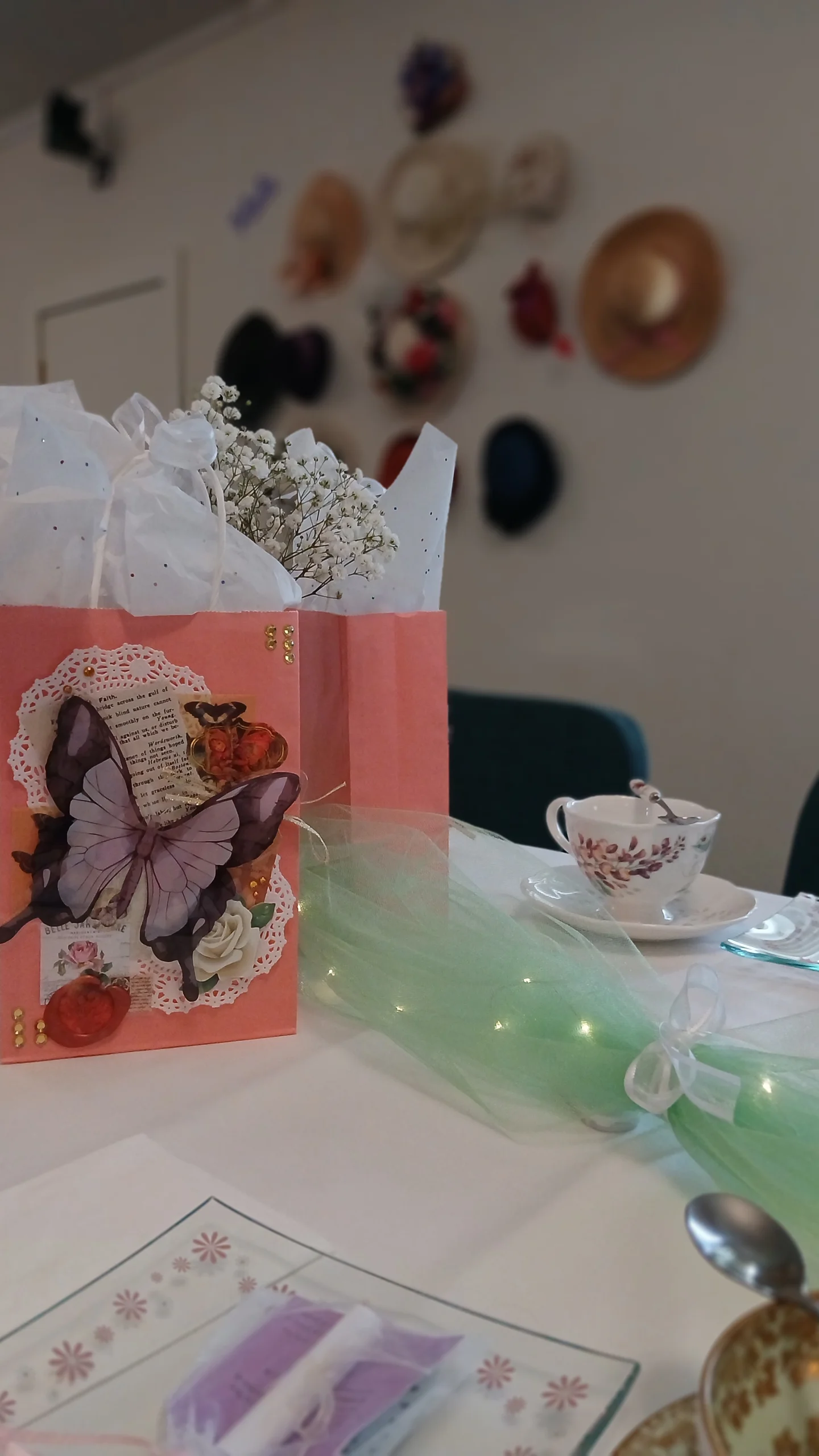 Tea party butterfly gift bag arrangement